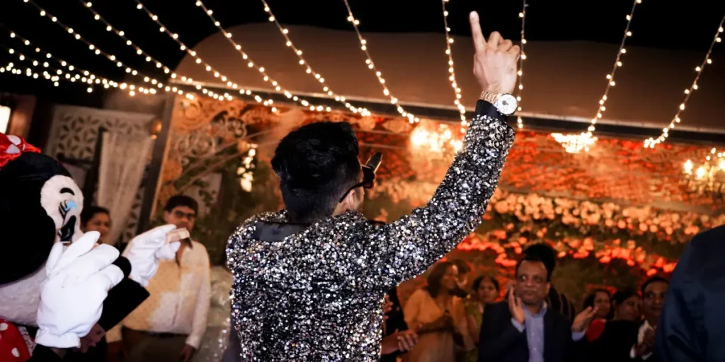 Live DJ and dhol performance at wedding
